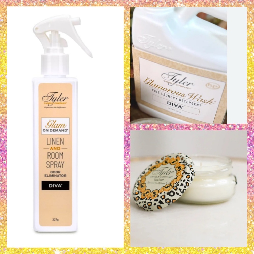 Tyler Glamorous Wash and Linen Spray Set & 3.4 oz candle
